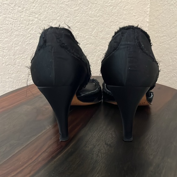 Pedro Garcia Black High Heel with Raw Edges & Jewel Trim - Picture 7 of 10